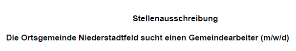 Stellenausschreibung Gemeindearbeiter