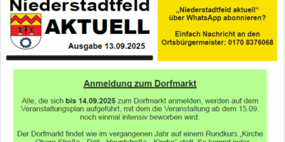 Niederstadtfeld aktuell am 13. September 2025