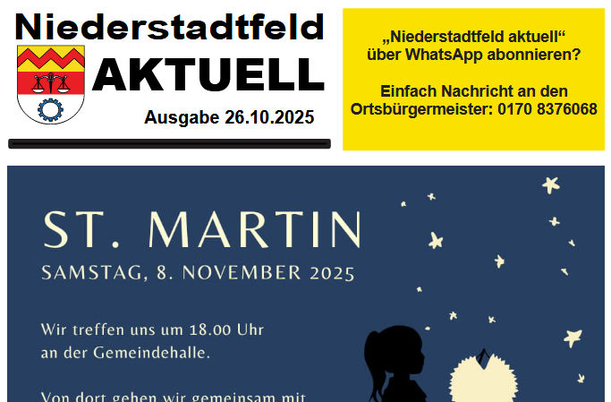 Niederstadtfeld aktuell am 26. Oktober 2025